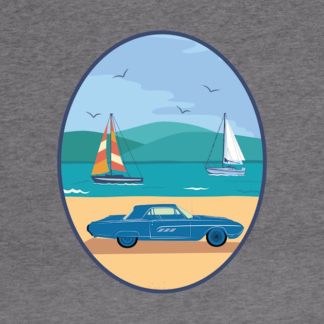 Classic Car on the Beach by SWON Design